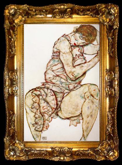 framed  Egon Schiele Seated Woman with her Left Hand in her Hair, ta009-2